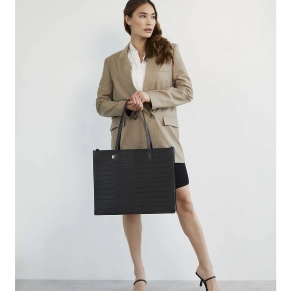 Beis The Large Work Tote 
in Black Croc - Picture 1 of 14